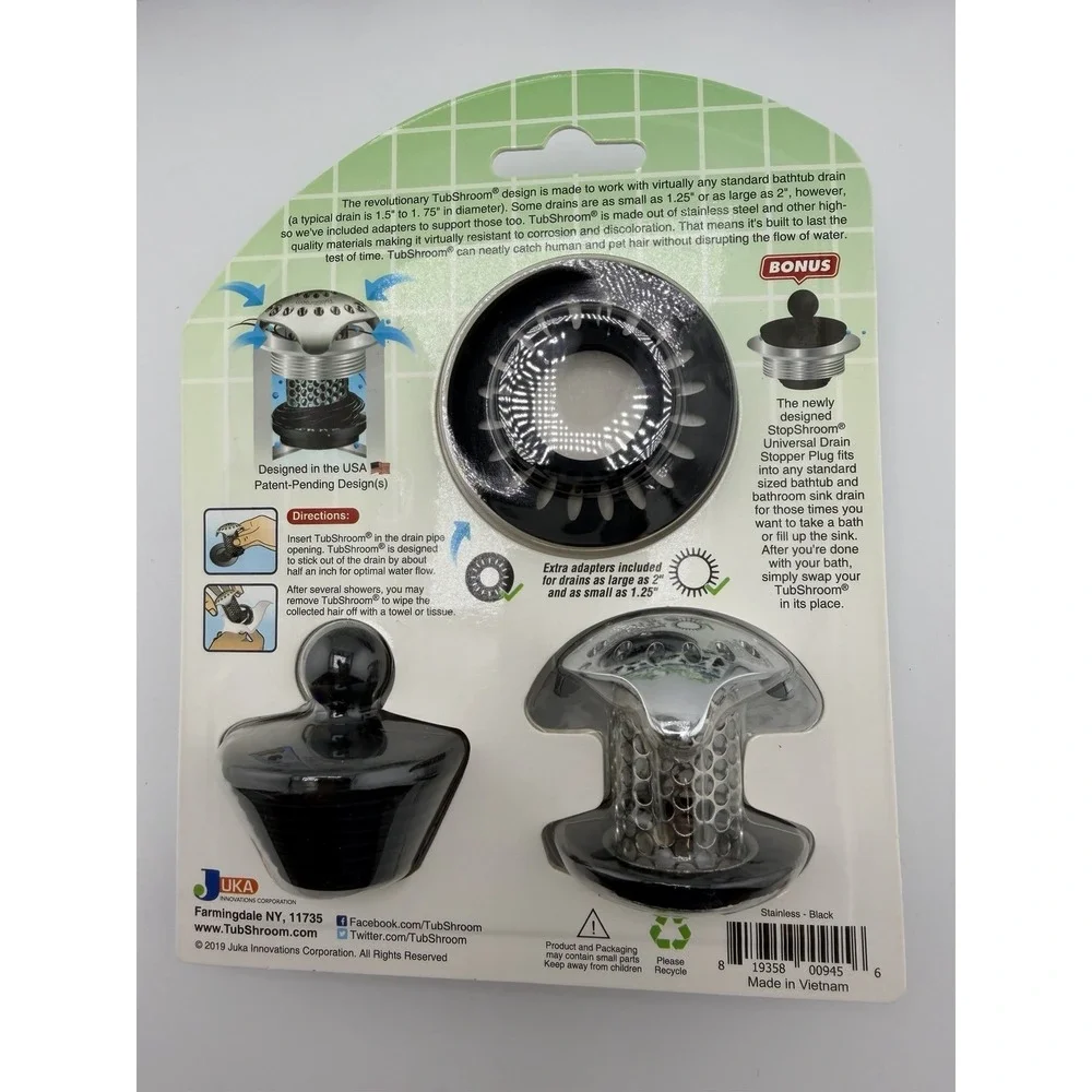 Tubshroom Ultra Revolutionary Bath Tub Drain Protector Hair Stainless  6 Pack - Picture 3 of 5